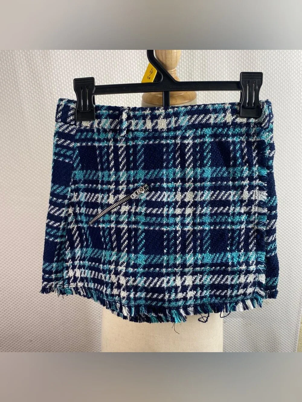 Zara Pink Double-Button High-Waist Skort & Navy Plaid Tweed Mini Set